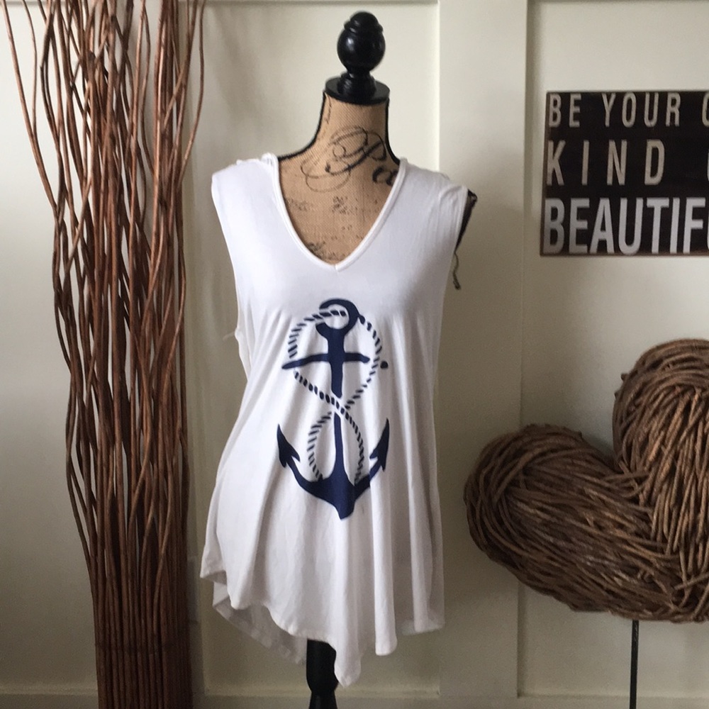 Stella Cruz nautical hooded racer back tunic